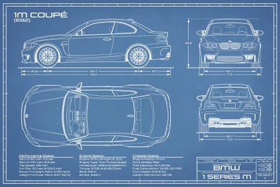 BMW 1M Coupe (F82) | Blueprint by Action Blueprints canvas print
