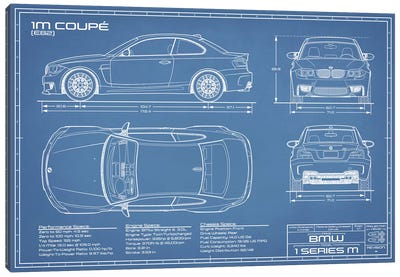 BMW 1M Coupe (F82) | Blueprint Canvas Art Print - BMW