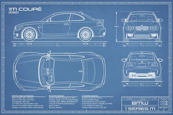 Automobile Blueprints: BMW 1M Coupe (F82) | Blueprint by Action Blueprints
