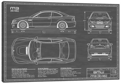 BMW M2 (E46) Black Canvas Art Print - Cars By Brand