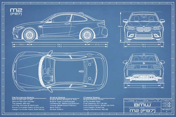 Automobile Blueprints: BMW M2 (F87) Blueprint by Action Blueprints