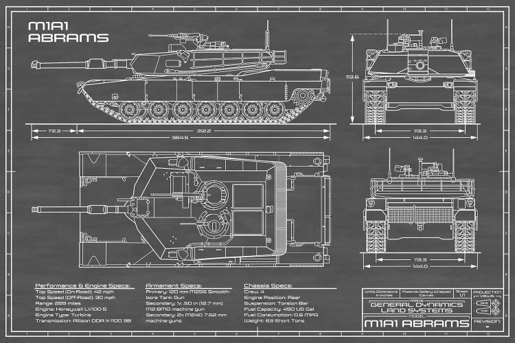 1980 M1A1 Abrams Battle Tank | Black