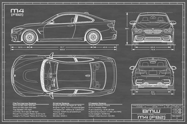 Blueprints & Patent Sketches: BMW M4 (F82) Black by Action Blueprints