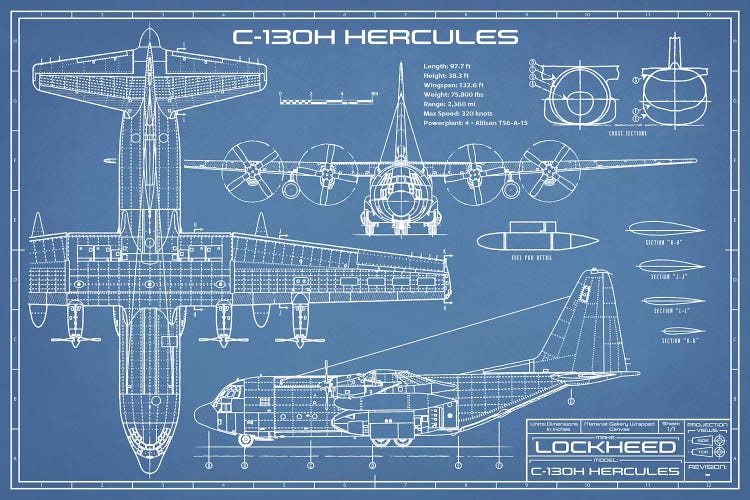 C-130 Hercules Airplane Blueprint