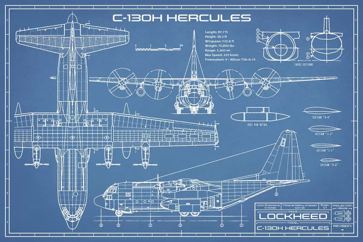 C-130 Hercules Airplane Blueprint