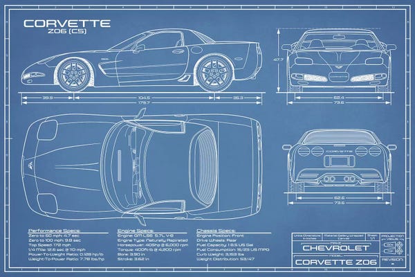 Blueprints & Patent Sketches: Corvette (C5) Z06 Blueprint by Action Blueprints