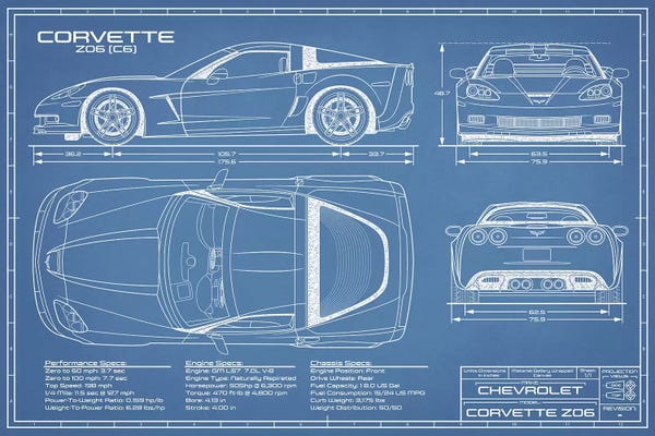 Automobile Blueprints: Corvette (C6) Z06 Blueprint by Action Blueprints