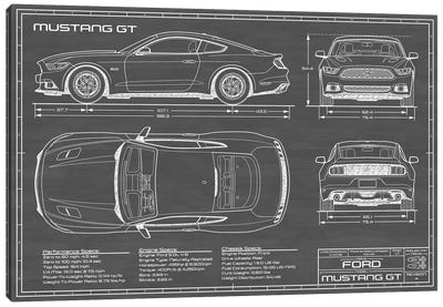 Mustang GT (2015-2017) Black Canvas Art Print - Automobile Blueprints
