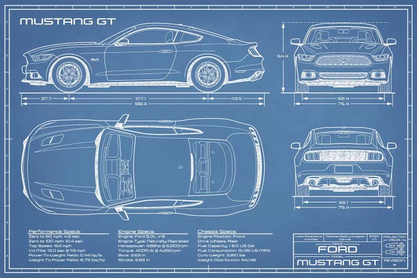 Automobile Blueprints: Mustang GT (2015-2017) Blueprint by Action Blueprints