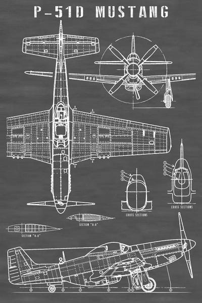 By Air: P-51 Mustang Vintage Airplane | Black by Action Blueprints