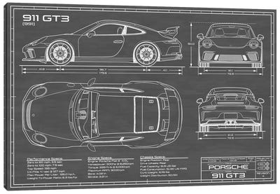 Porsche 911 GT3 (991) | Black Canvas Art Print - Automobile Art