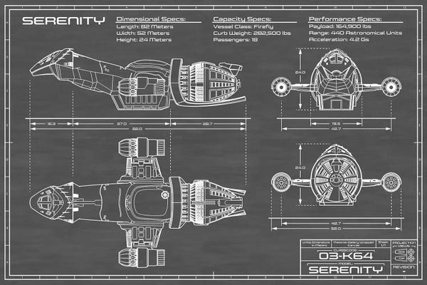 Automobile Blueprints: Serenity Firefly Spaceship | Black by Action Blueprints