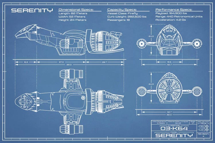 Serenity Firefly Spaceship Blueprint