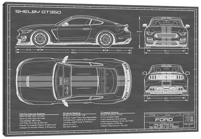 Shelby GT350 (2015-2019) Black Canvas Art Print - Blueprints & Patent Sketches