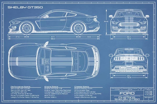 Automobile Blueprints: Shelby GT350 (2015-2019) Blueprint by Action Blueprints