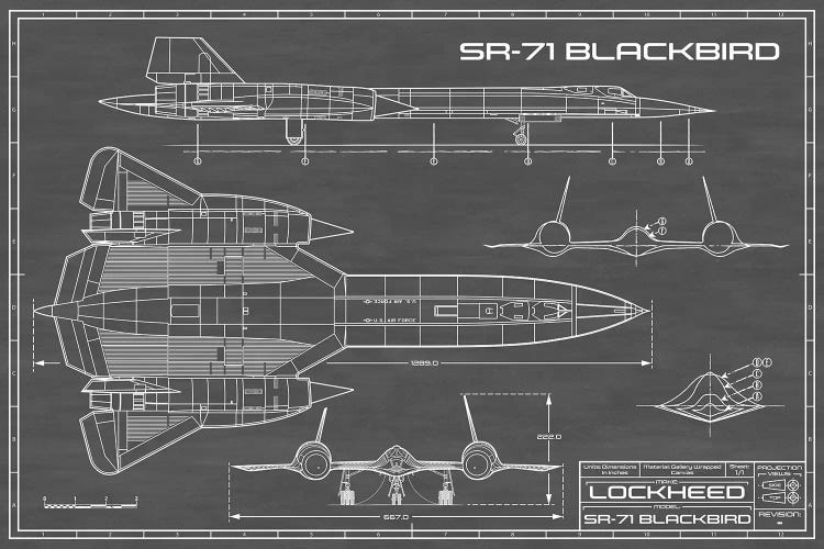 SR-71 Blackbird Spy Plane | Black by Action Blueprints wall art