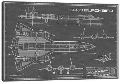SR-71 Blackbird Spy Plane | Black Canvas Art Print - Action Blueprints