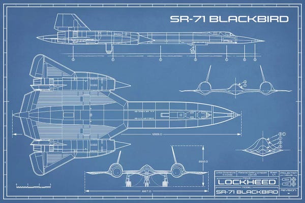 Blueprints & Patent Sketches: SR-71 Blackbird Spy Plane Blueprint by Action Blueprints
