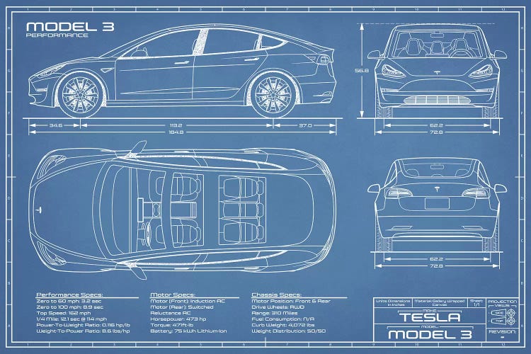 Tesla Model 3 (Performance) Blueprint