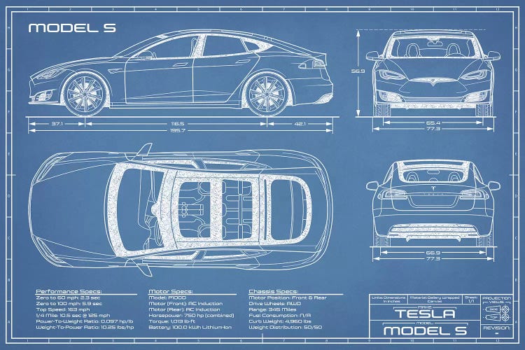 Tesla Model S (2016-2020) Blueprint