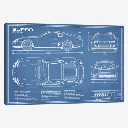 Toyota Supra MKIV Blueprint Canvas Print #ABP70} by Action Blueprints Art Print