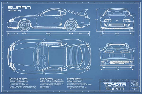 Blueprints & Patent Sketches: Toyota Supra MKIV Blueprint by Action Blueprints