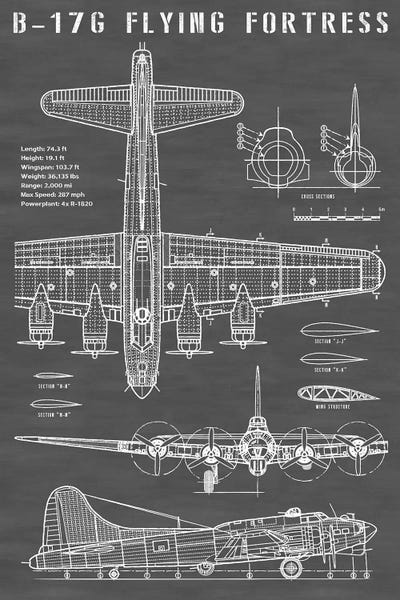 B-17 Vintage Bomber Airplane | Black