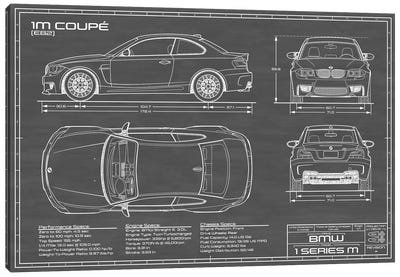 BMW 1M Coupe (F82) | Black Canvas Art Print - Automobile Blueprints