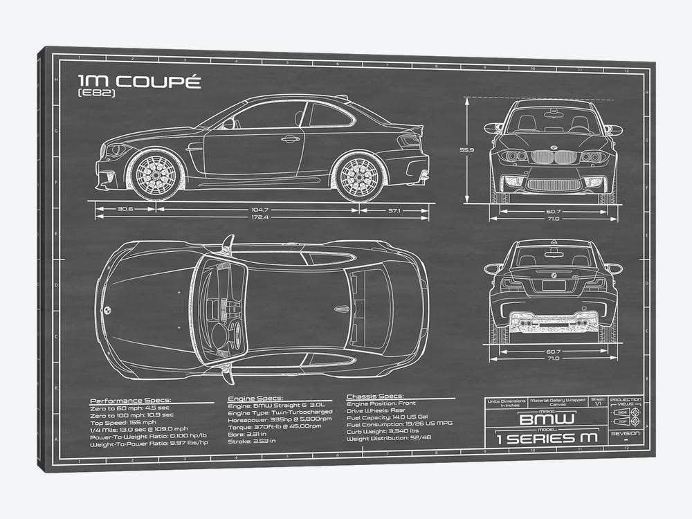 BMW 1M Coupe (F82) | Black by Action Blueprints 1-piece Art Print