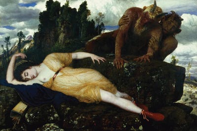 Sleeping Diana Watched By Two Fauns - Google Art Project by Arnold Böcklin canvas print