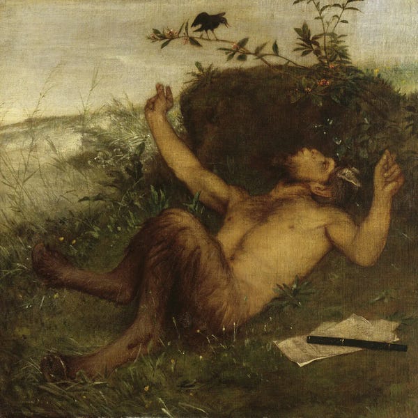 Romanticism: Faun Whistling At A Blackbird by Arnold Böcklin