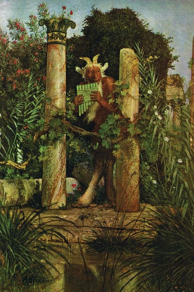 Arnold Böcklin: Faun Blowing The Syrinx (Ca. 1875) by Arnold Böcklin