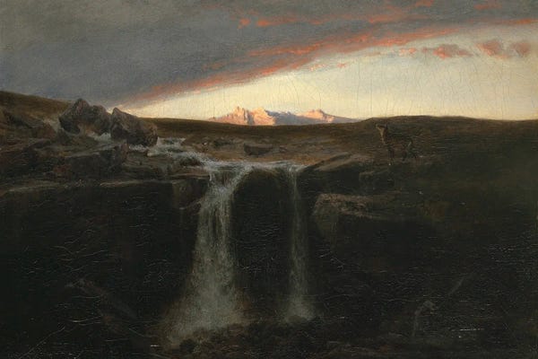 Romanticism: Mountain Landscape With Waterfall (Ca. 1849) by Arnold Böcklin