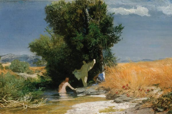 Arnold Böcklin: Cornfield With Bathing Girls by Arnold Böcklin