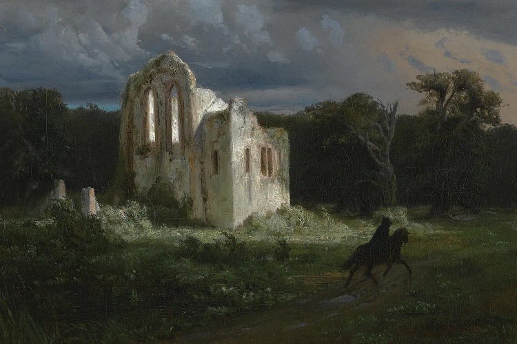 Moonlight Landscape With Ruin