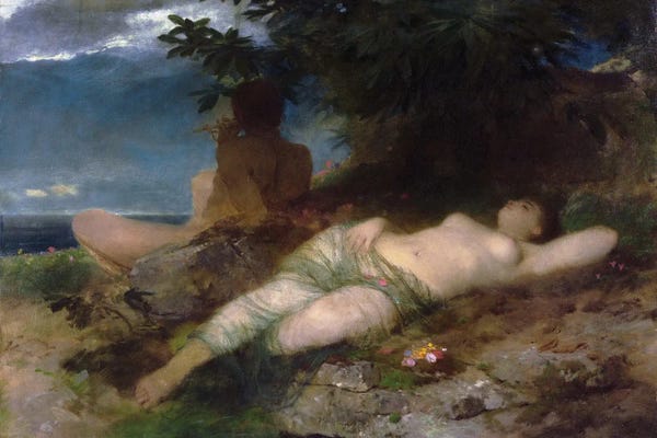 Romanticism: Nymph And Satyr (1871) by Arnold Böcklin