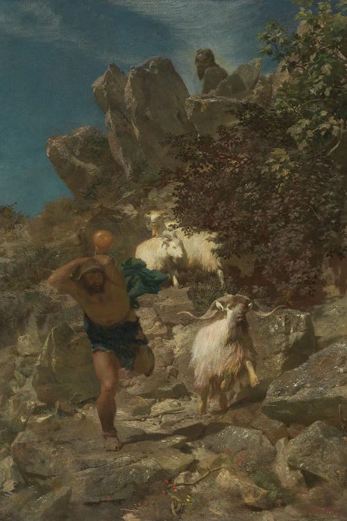 Pan Frightens A Shepherd (1860)