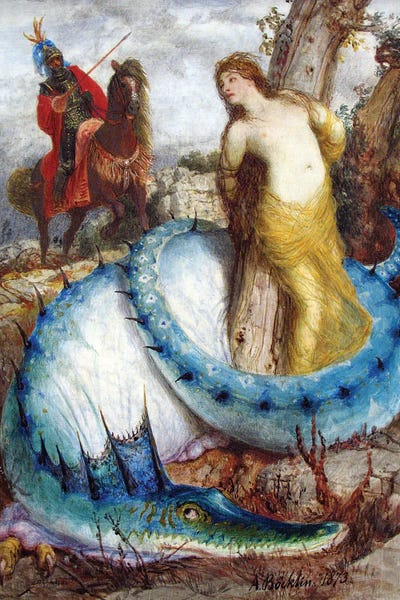 Arnold Böcklin: Ruggiero And Angelica Anagoria by Arnold Böcklin