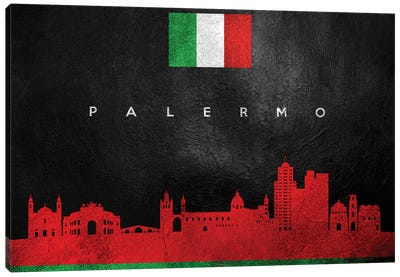 Palermo Italy Skyline Canvas Art Print - International Flag Art