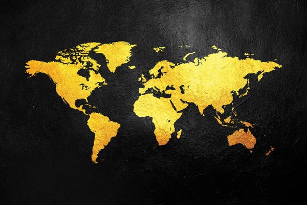 Adrian Baldovino: World Map Gold by Adrian Baldovino