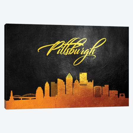 Pittsburgh Pennsylvania Gold Skyline Canvas Print #ABV101} by Adrian Baldovino Canvas Wall Art