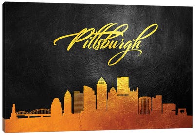 Pittsburgh Pennsylvania Gold Skyline Canvas Art Print - Pittsburgh Art