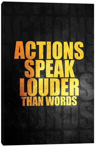 Actions Over Words Canvas Art Print - Motivational