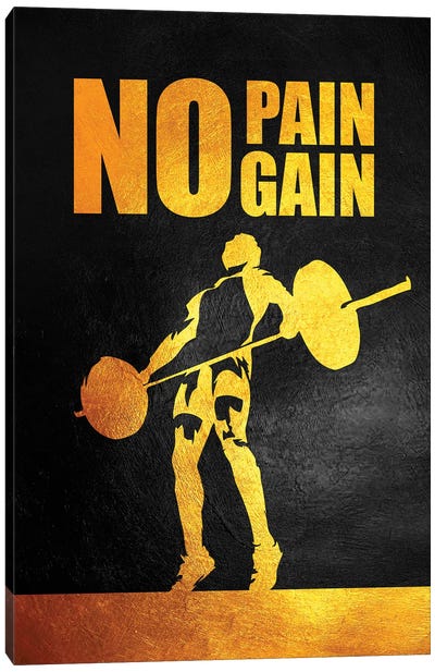 No Pain No Gain - Gym Edition Canvas Art Print - Minimalist Quotes