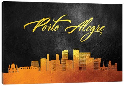 Porto Alegre Brazil Gold Skyline Canvas Art Print - Brazil Art