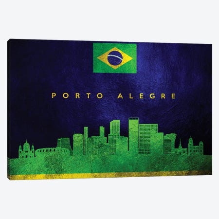 Porto Alegre Brazil Skyline Canvas Print #ABV104} by Adrian Baldovino Art Print