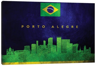 Porto Alegre Brazil Skyline Canvas Art Print - International Flag Art