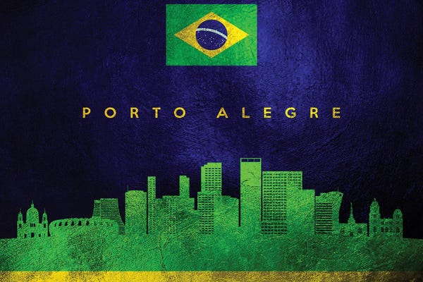 International Flags: Porto Alegre Brazil Skyline by Adrian Baldovino