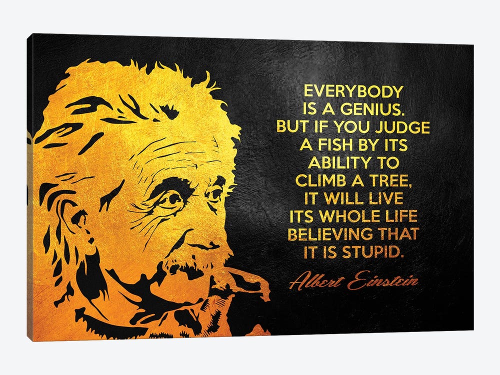 Albert Einstein Genius Quote by Adrian Baldovino 1-piece Canvas Wall Art