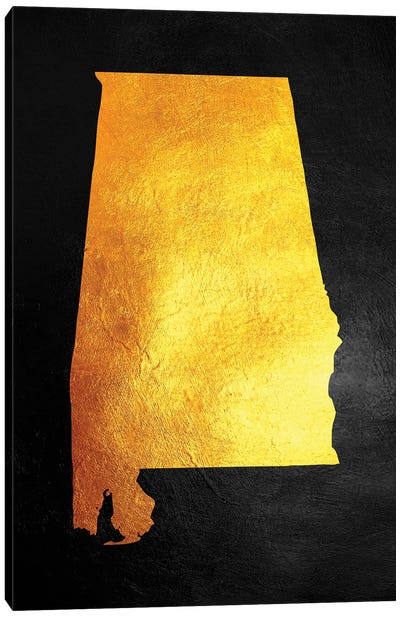 Alabama Gold Map Canvas Art Print - Alabama Art